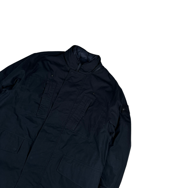 Stone Island 2023 Navy O-Ventile Ghost Piece Dual Layer Long Jacket - Medium