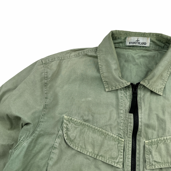 Stone Island 2022 Green Brushed Cotton Zipped Overshirt - XL