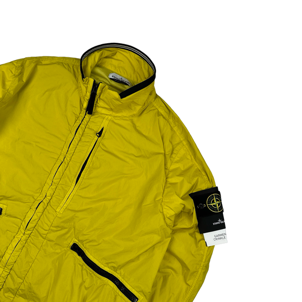 Stone Island 2019 Yellow Garment Dyed Crinkle Reps NY Cotton Lined Jacket - XL