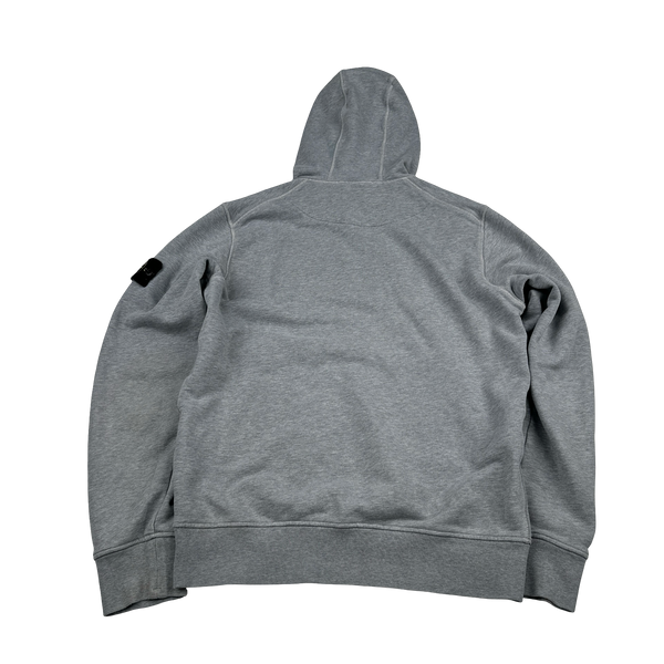 Stone Island 2022 Grey Cotton Pullover Hoodie - Small
