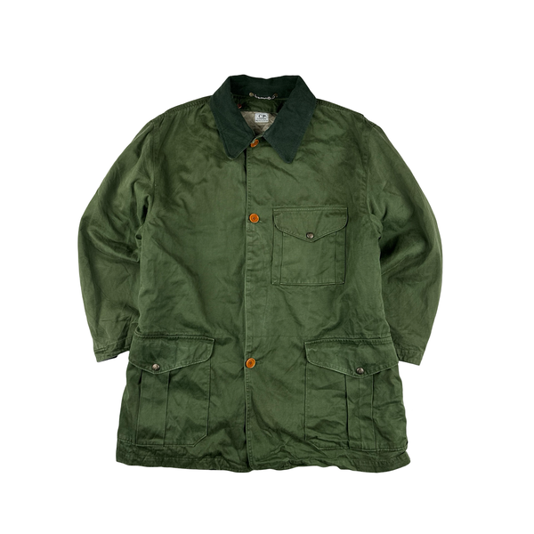 Cp Company 90s Vintage Green Cotton Lined Long Jacket - Large