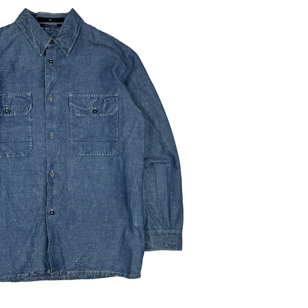 Stone Island 2002 Resin Coated Lino Flax Shirt - Medium