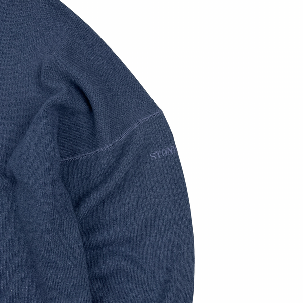 Stone Island 1987 Navy Knitted Wool Blend Spellout Vintage Pullover - Large