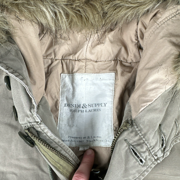 Ralph Lauren Denim Supply Fur Hooded Parka Jacket - Large