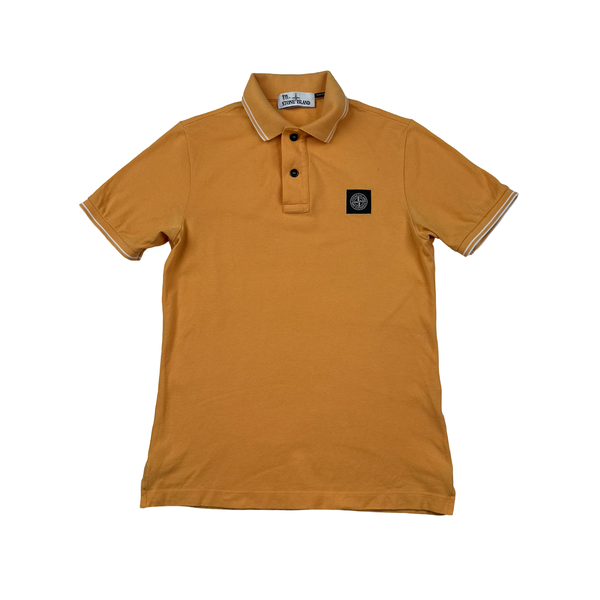 Stone Island Orange Short Sleeve Polo Shirt - Small