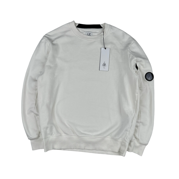CP Company White Cotton Crewneck Sweatshirt - Medium