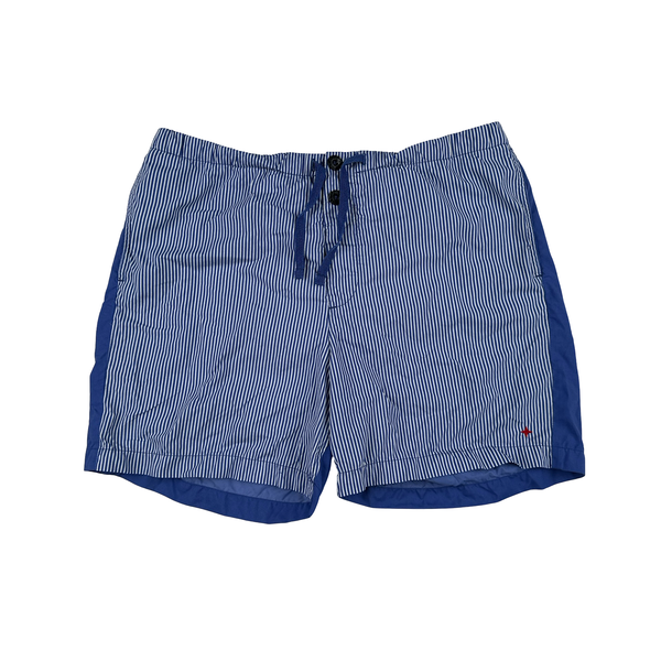 Stone Island 2019 Blue Striped Marina Spellout Shorts - Large