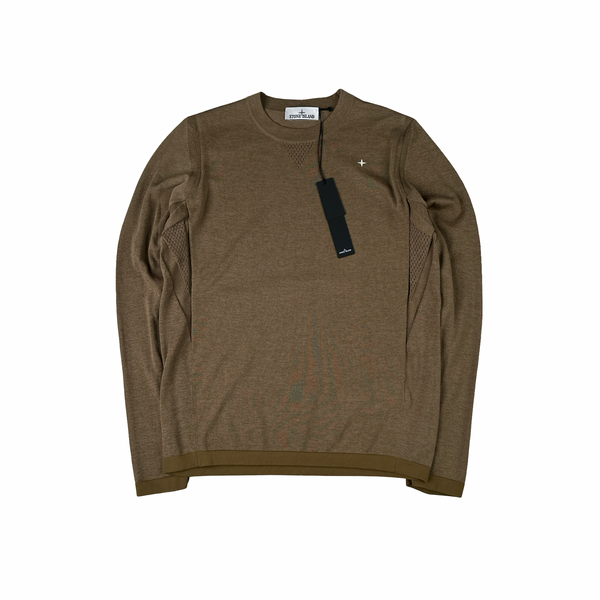 Stone Island 2025 Stellina Brown Primaloft Bio Wool Jumper - Large