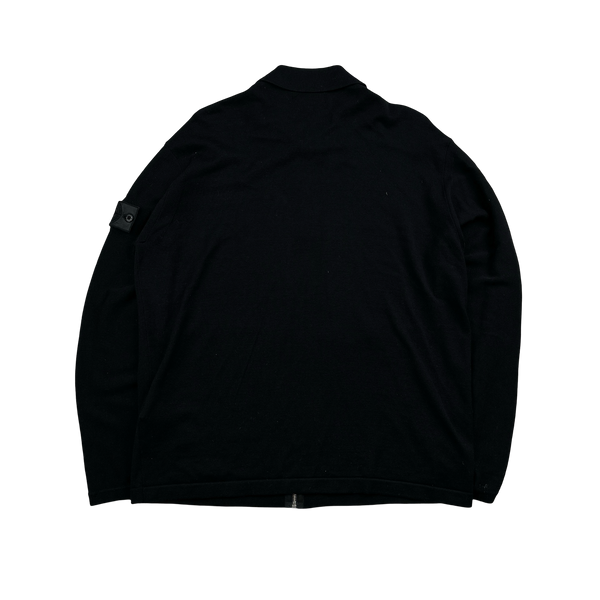 Stone Island 2022 Shadow Project Black Collared Zipped Knit Jumper - Large