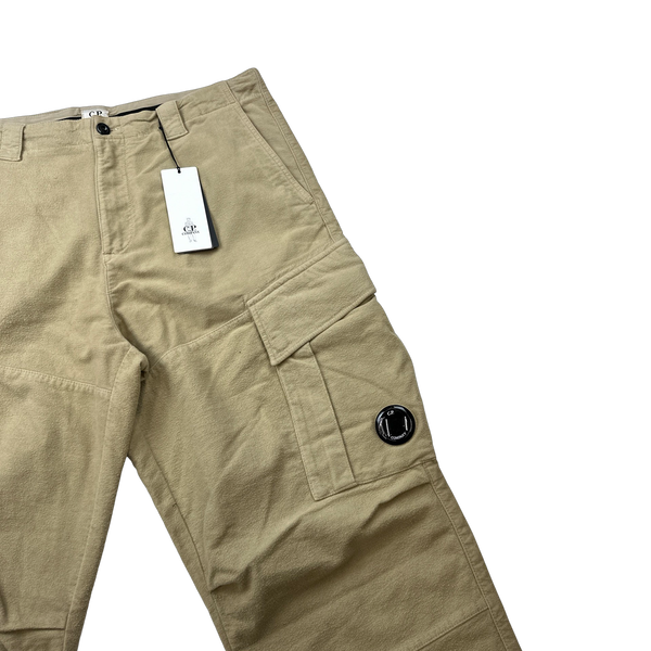 CP Company Beige Lens Viewer Loose Fit Brushed Cotton Cargos - Medium & Large