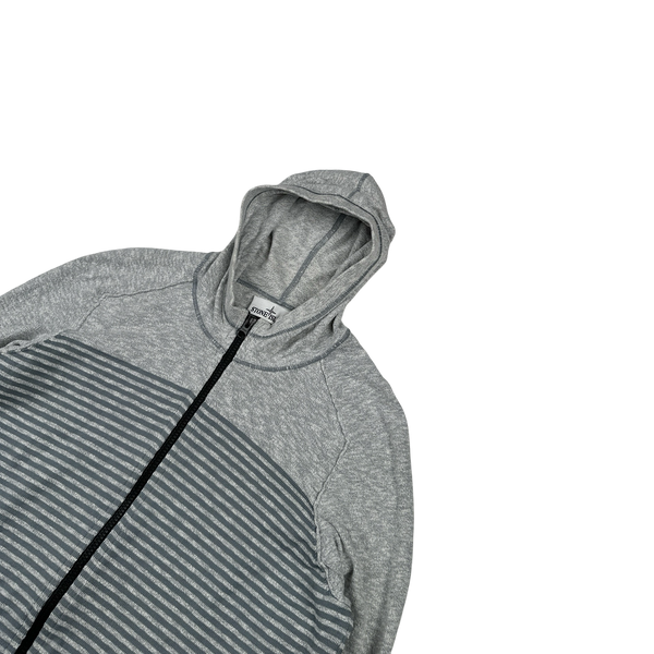 Stone Island 2017 Blue Marl Marina Cotton Lightweight Knit Zipped Hoodie - Small