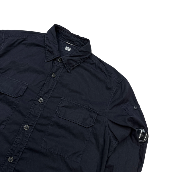 CP Company Navy Cotton Button Up Overshirt - Small