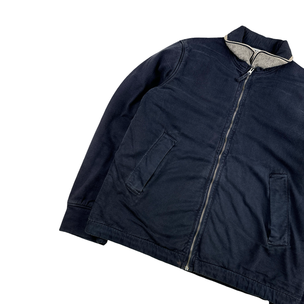 Stone Island 2005 Navy Felt Cotton Zipped Jacket - Large