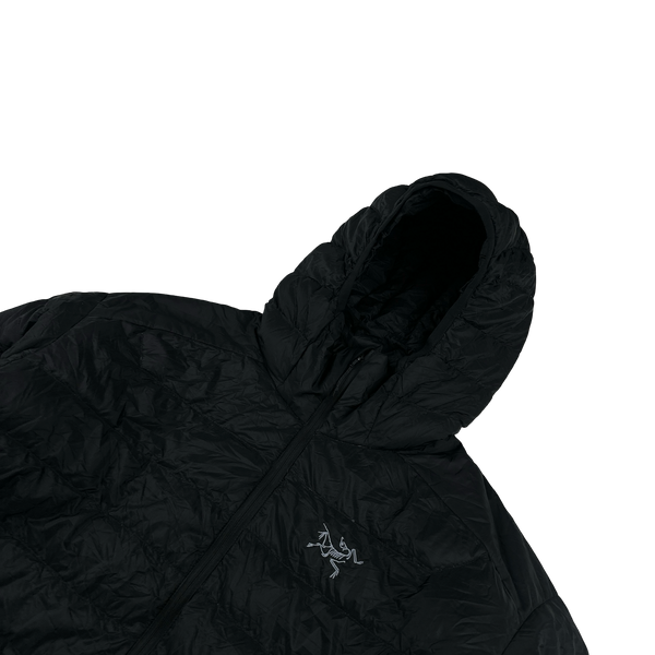 Arcteryx Black Down Filled Zipped Hooded Jacket - Large