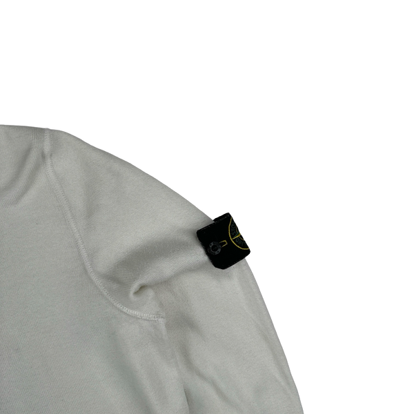 Stone Island 2011 White Buttoned High Neck Quarter Button Jumper - Medium