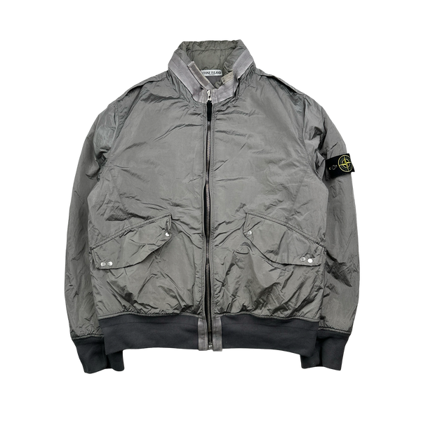 Stone Island 2008 Silver Nylon Metal Quilted Jacket - XXL