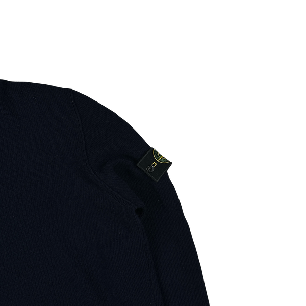 Stone Island 2013 Navy Wool Knit Mock Neck Jumper - Large