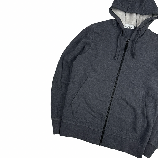 Stone Island 2020 Grey Zipped Cotton Hoodie - Medium