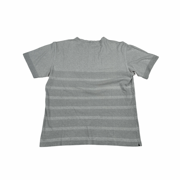 Stone Island Vintage Grey Striped Crewneck Spellout T Shirt - Large