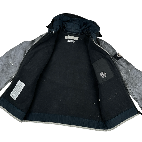 Stone Island Silver Liquid Reflective Fleece Lined Jacket - XL