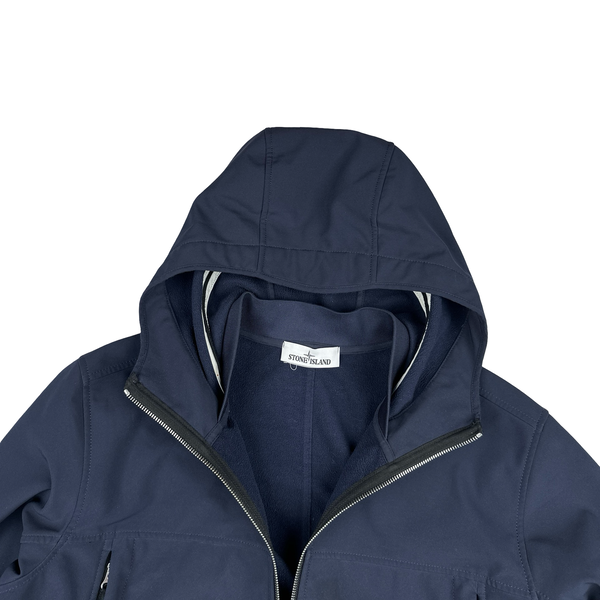 Stone Island Navy Soft Shell E Dye Hooded Jacket - XL