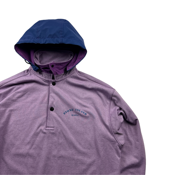 Stone Island Purple Marina Spellout Reflective Hood Jumper Medium Mat s Island