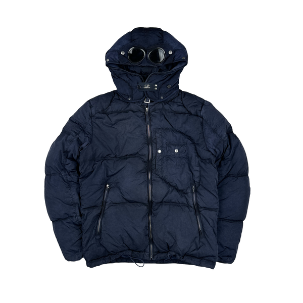 CP Company Blue Down Filled Frosted Nylon Puffer Jacket - Large