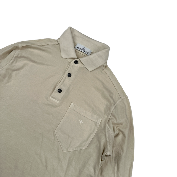 Stone Island 2018 Beige Compass Longsleeve Polo Shirt - Medium
