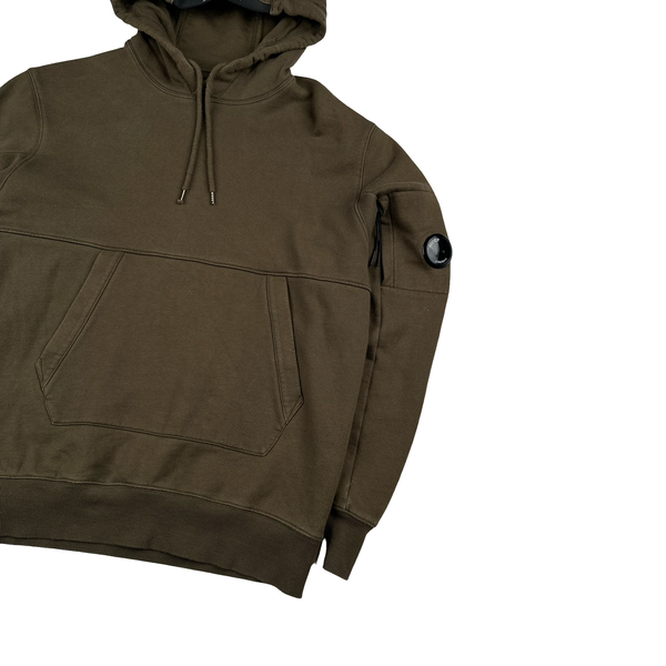 CP Company Khaki Cotton Lens View Hoodie - Large