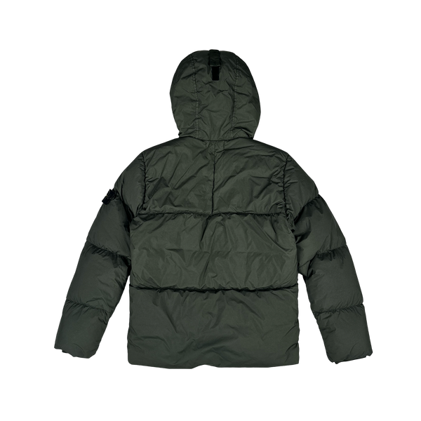 Stone Island 2020 Moss Green Crinkle Reps Puffer Jacket - Small