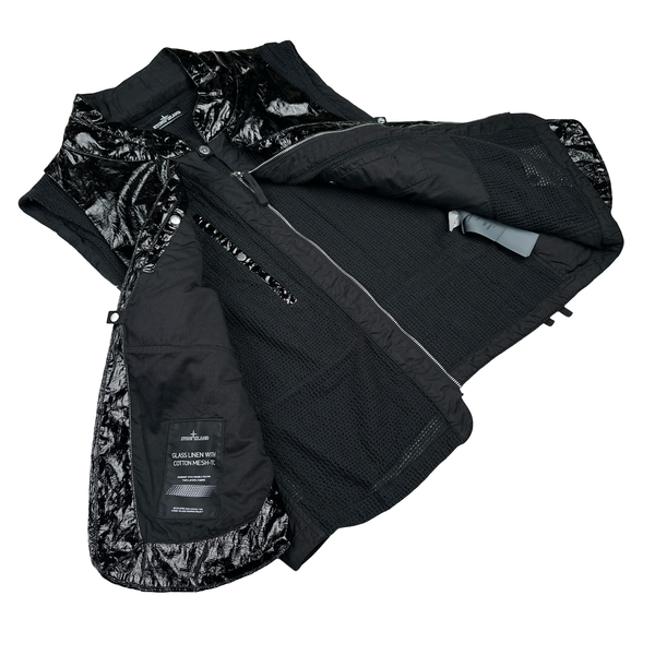 Stone Island 2022 Black Shadow Project Glass Linen Utility Vest - Large