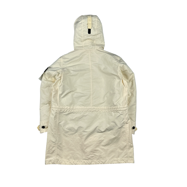 Stone Island 2021 Cream Garment Dyed David TC Long Parka Jacket - Medium