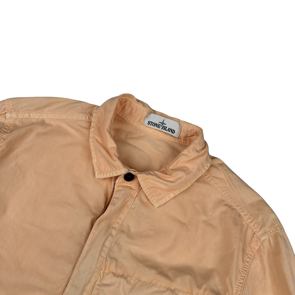Stone Island 2018 Peach Cotton Pullover Smock Overshirt - Large