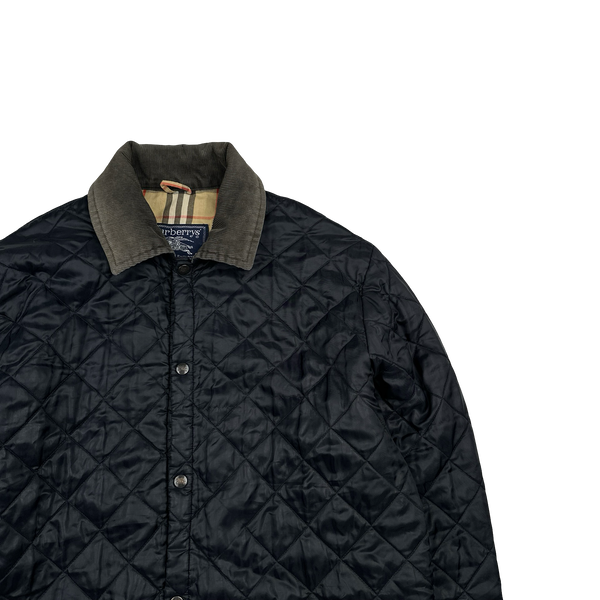 Burberry Nova Check Lined Black Quilted Padded Jacket - Large