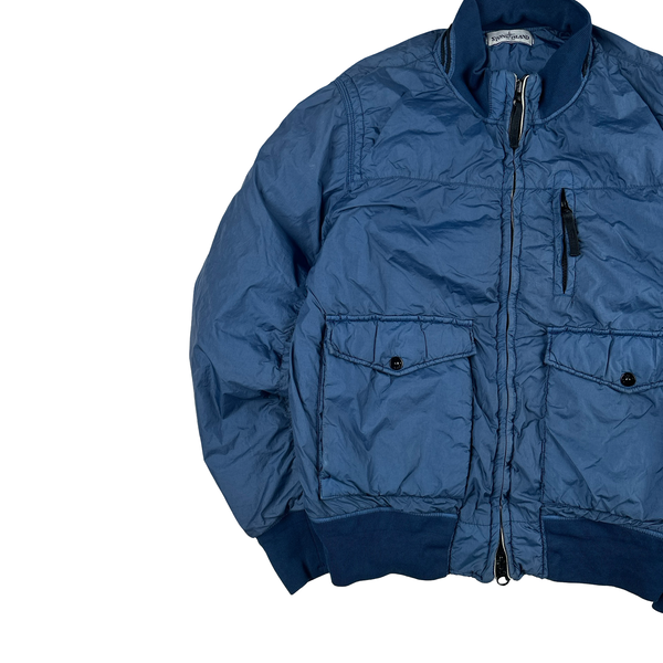 Stone Island 2012 Blue 30th Anni Garment Dyed Nylon Tela Quilted Jacket - Medium