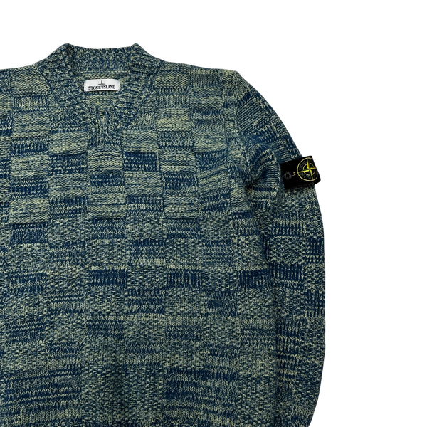 Stone Island 2017 Rare Wool Blend Knitted V-Neck Jumper - Large