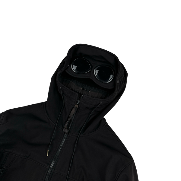 CP Company Black Fleece Lined Soft Shell Goggle Jacket - Large