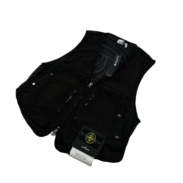 Stone Island 2024 Black David Light-TC Poly Net Gilet - Large