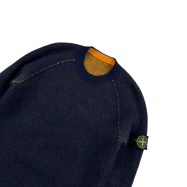 Stone Island Reversible Orange/Navy Contrast Knit Jumper - Medium