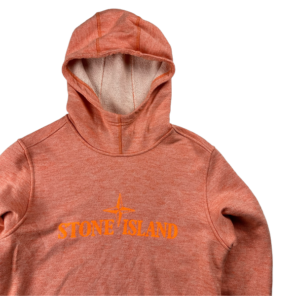 Stone Island 2019 Orange Spellout Hoodie - Small
