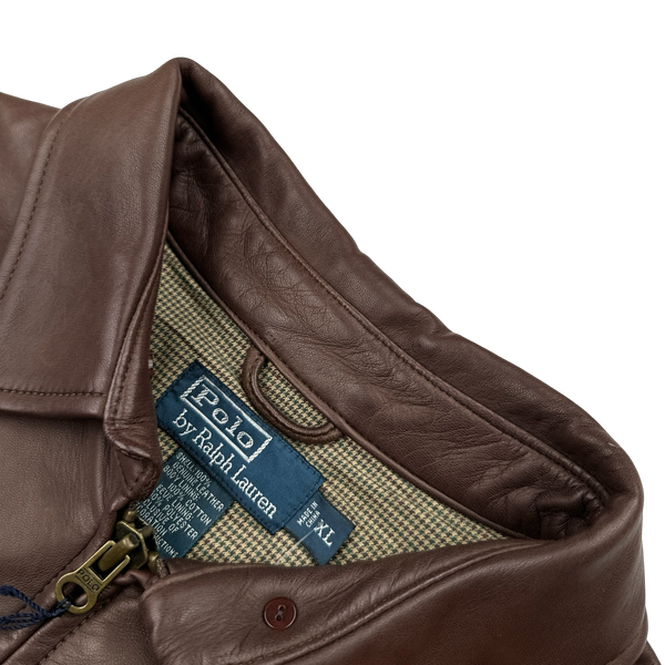 Ralph Lauren Brown Heavyweight Leather Jacket - XL