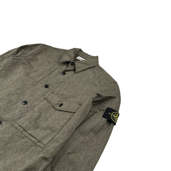 Stone Island 2014 Khaki Resin Coated Cotton Overshirt - Large