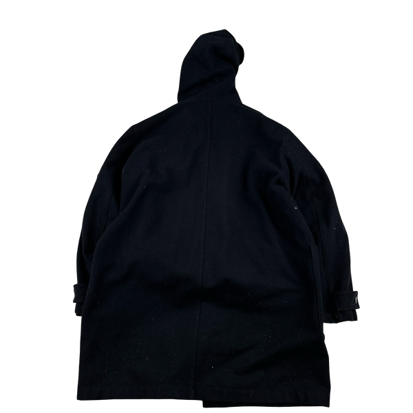 Stone Island 1998 Navy Green Edge Wool Long Parka Jacket - Large