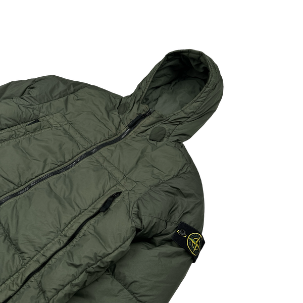 Stone Island 2020 Khaki Crinkle Reps Puffer Jacket - Small