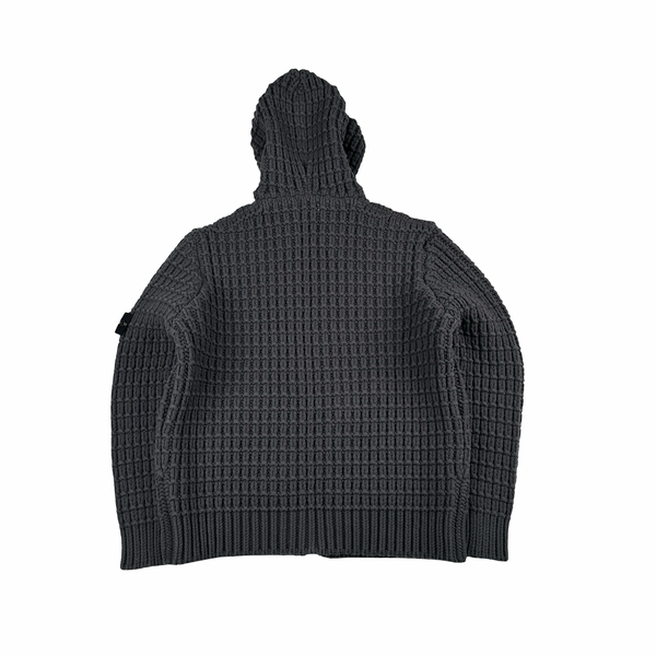 Stone Island 2024 Grey Virgin Wool Thick Knit Hooded Jumper - XXL
