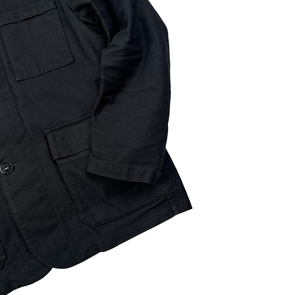 Stone Island 2011 Black Mil Spec Diagonal Wool Dutch Rope Liner Buttoned Jacket - XL