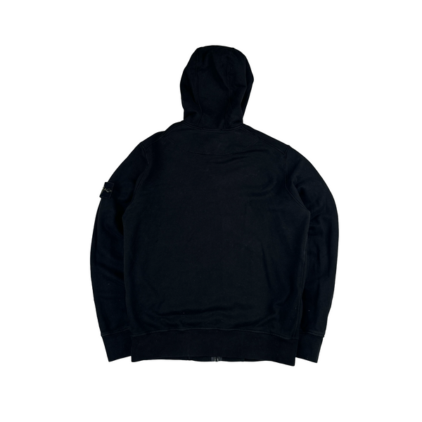Stone Island 2022 Black Cotton Zipped Hoodie - Medium