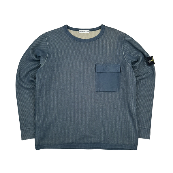 Stone Island 2002 Ribbed Cotton Vintage Crewneck Jumper - Large