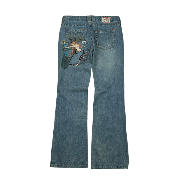 True Religion Bobby Light Wash Embroidered Jeans - Small