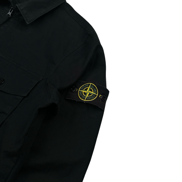 Stone Island 2020 Black Polyester Twill Zipped Overshirt - Medium